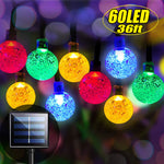 iihome Solar Garden Lights, 60 LED 36ft Waterproof Outdoor String Lights Solar Powered Crystal Ball Decorative Lights for Garden,Patio,Yard,Home,Chrismas Tree,Parties,Multi Colored, 36feet