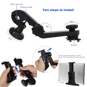 iihome Tablet Mount iPad Headrest Mount 360° Degree Adjustable Rotating Headrest Car Seat Mount Holder for iPad, and 7" to 10" Tablets- Black