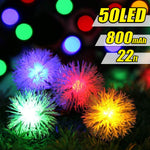 Outdoor Solar Lights 50 LED Dandelion Ball String Fairy Light Solar Power Waterproof Lights Outside Garden Camping Patio Party Christmas (Multicolor)